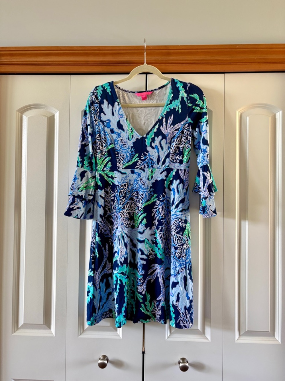 Lilly Pulitzer Navy, Light Blue & Turquoise Coral-Print Dress